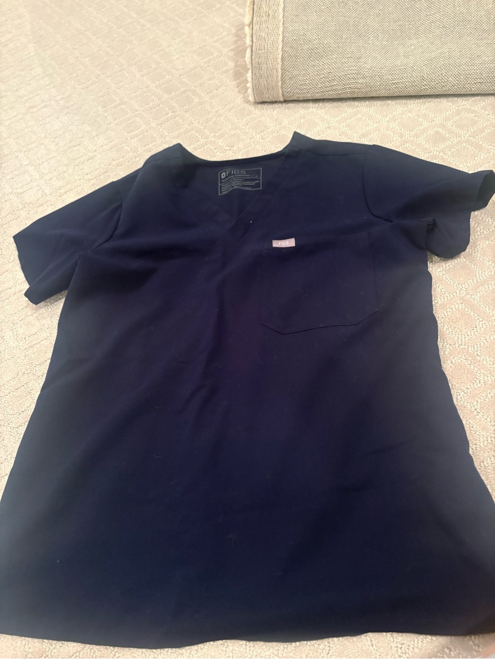 Figs Navy Short Sleeve V-Neck Scrub Top